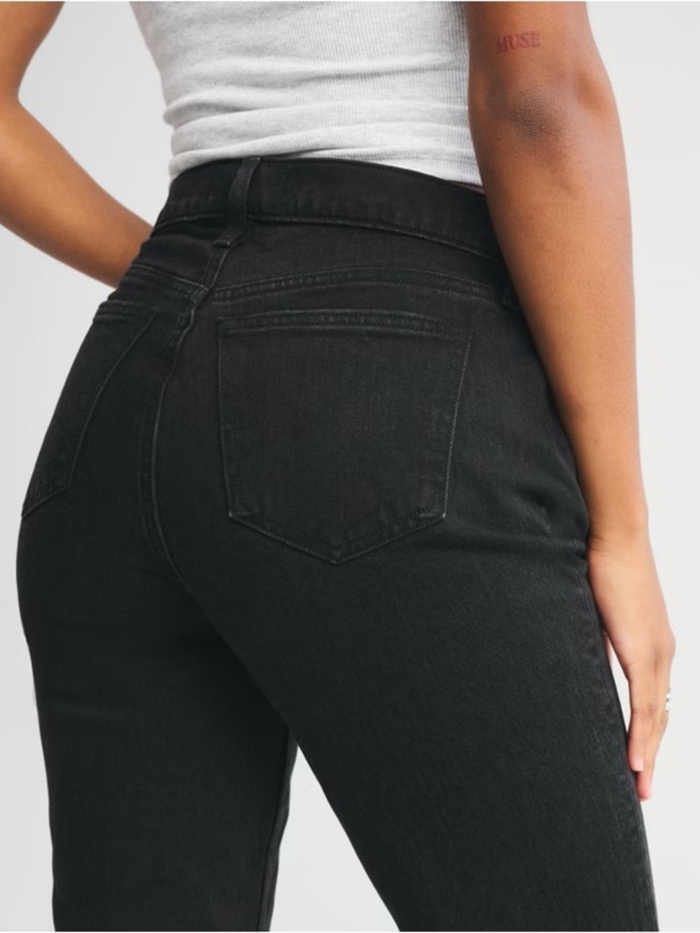 Abercrombie & Fitch Curve Love Mid Rise 90s Straight Jeans Black Size 26 Short - Picture 12 of 13